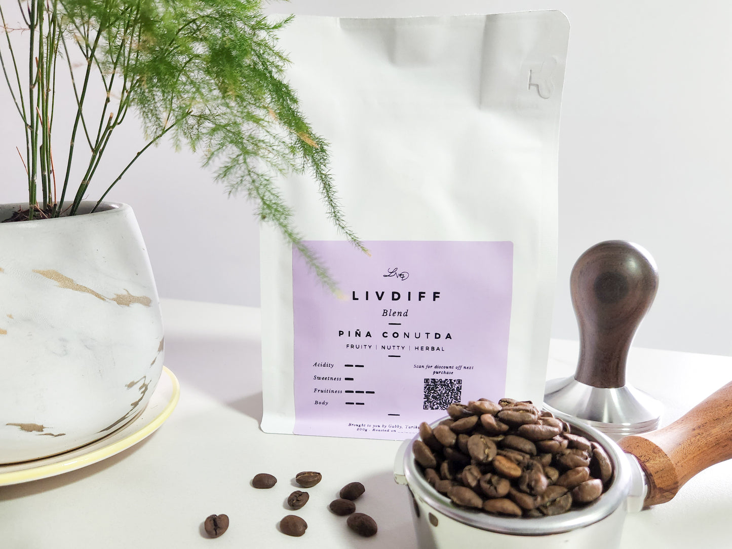 Freshly Roasted Specialty Coffee Blend by LivDiff. Fruity, Nutty and Herbal flavour profile